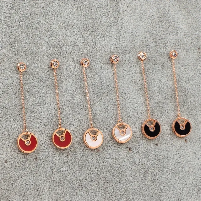 Gold Red Chain-Dangle Earrings 5