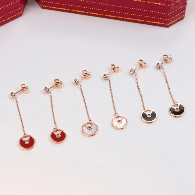 Gold Red Chain-Dangle Earrings 6
