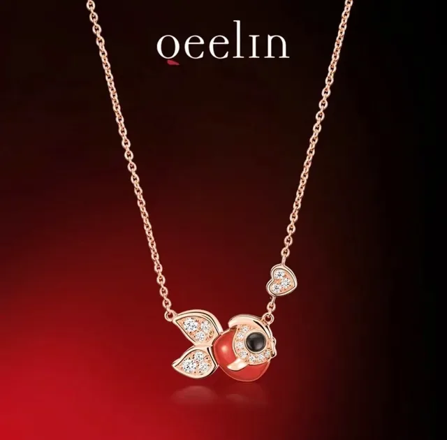 Gold Red Chain Fish-Shaped Pendant Necklace 8