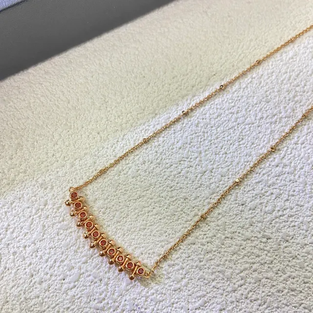 Gold Red Chain Horizontal Bar Motif Necklace 2