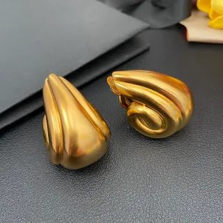 Gold Sculptural Organic Clip-On Earrings