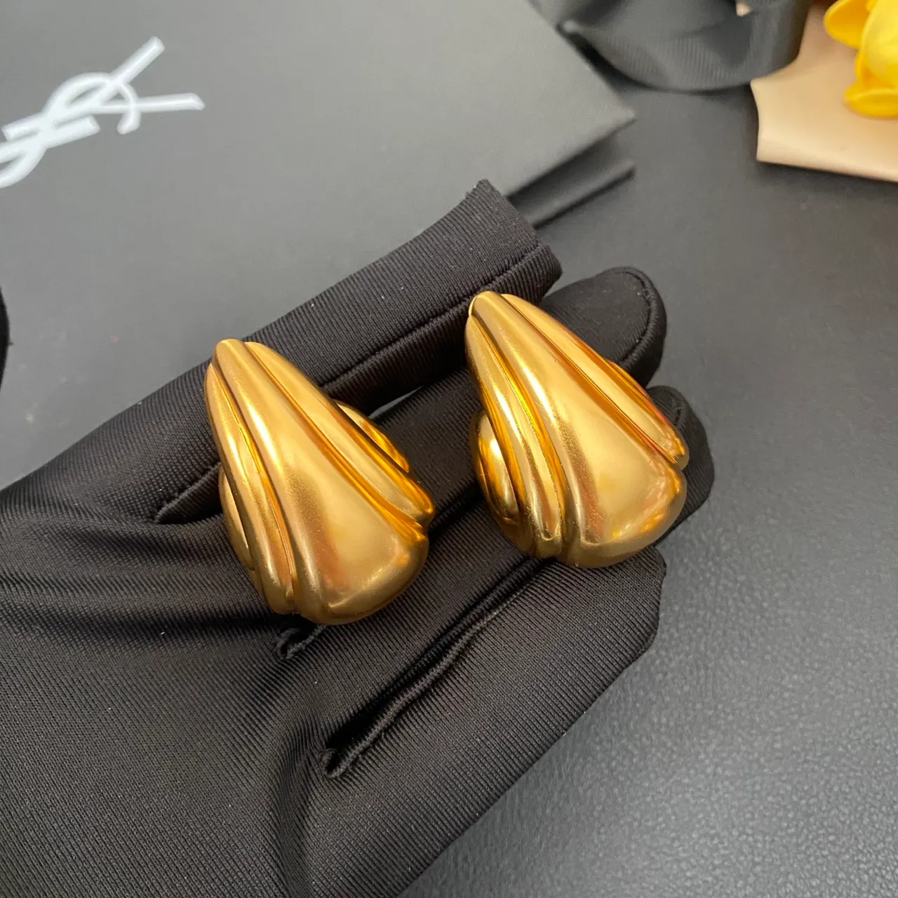 Gold Sculptural Organic Clip-On Earrings 5