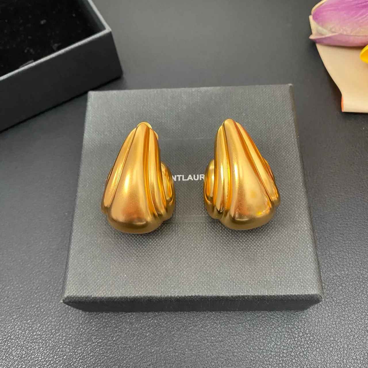 Gold Sculptural Organic Clip-On Earrings 6