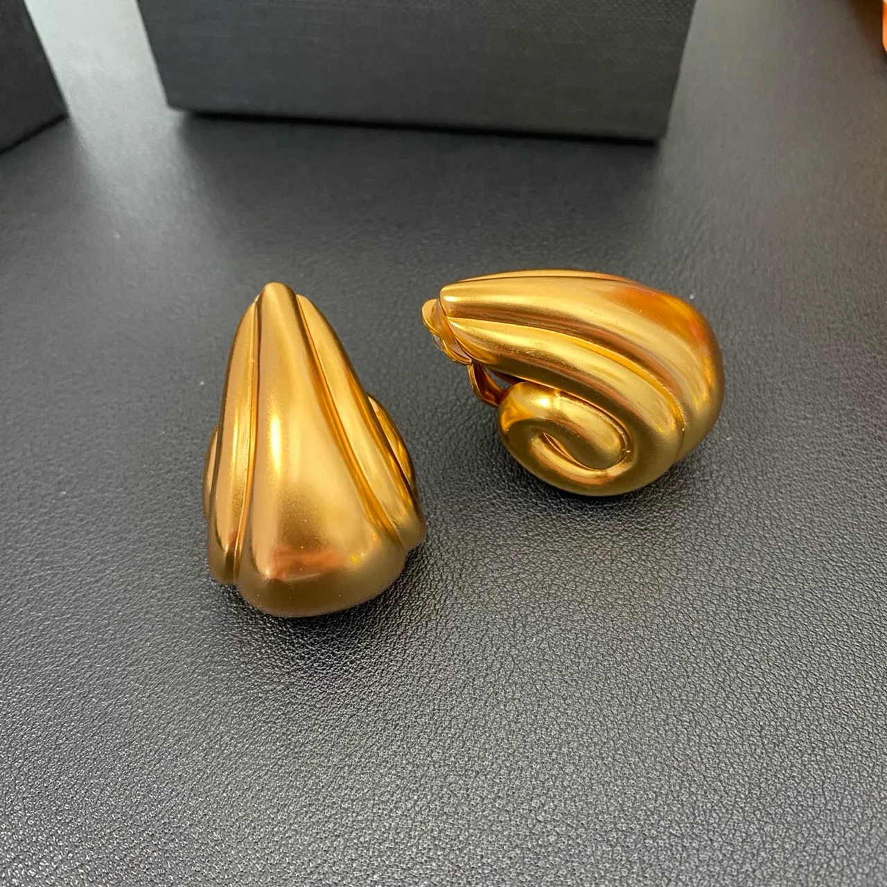Gold Sculptural Organic Clip-On Earrings 7