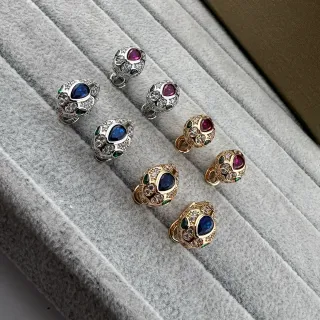 Gold Silver Clip-On Pavé-Set Earrings