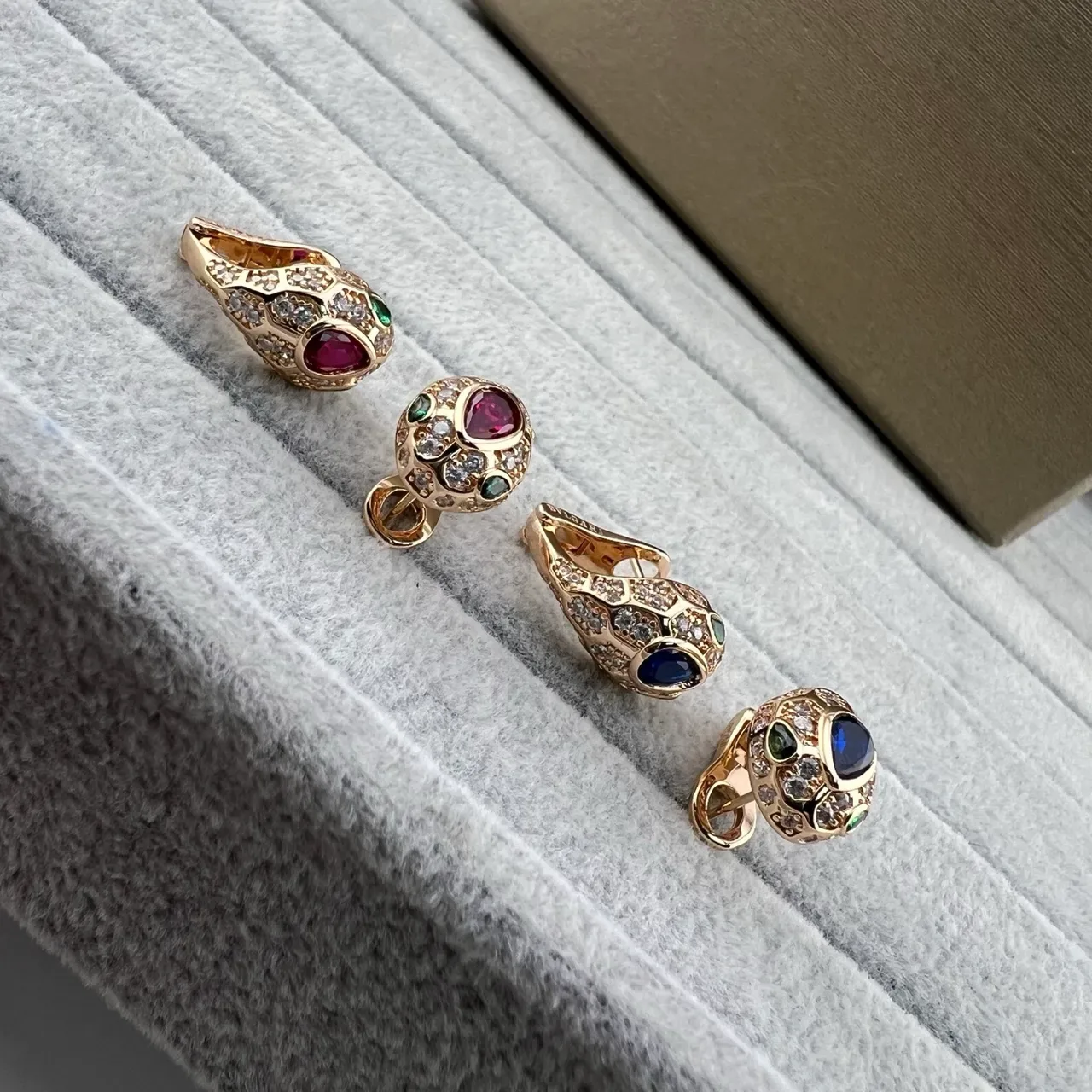 Gold Silver Clip-On Pavé-Set Earrings 3