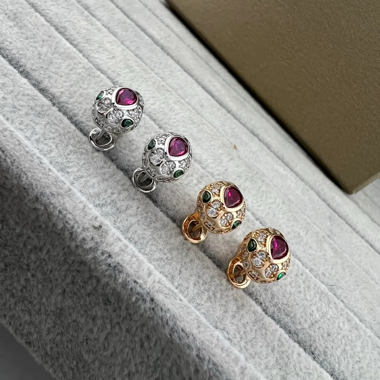 Gold Silver Clip-On Pavé-Set Earrings 5