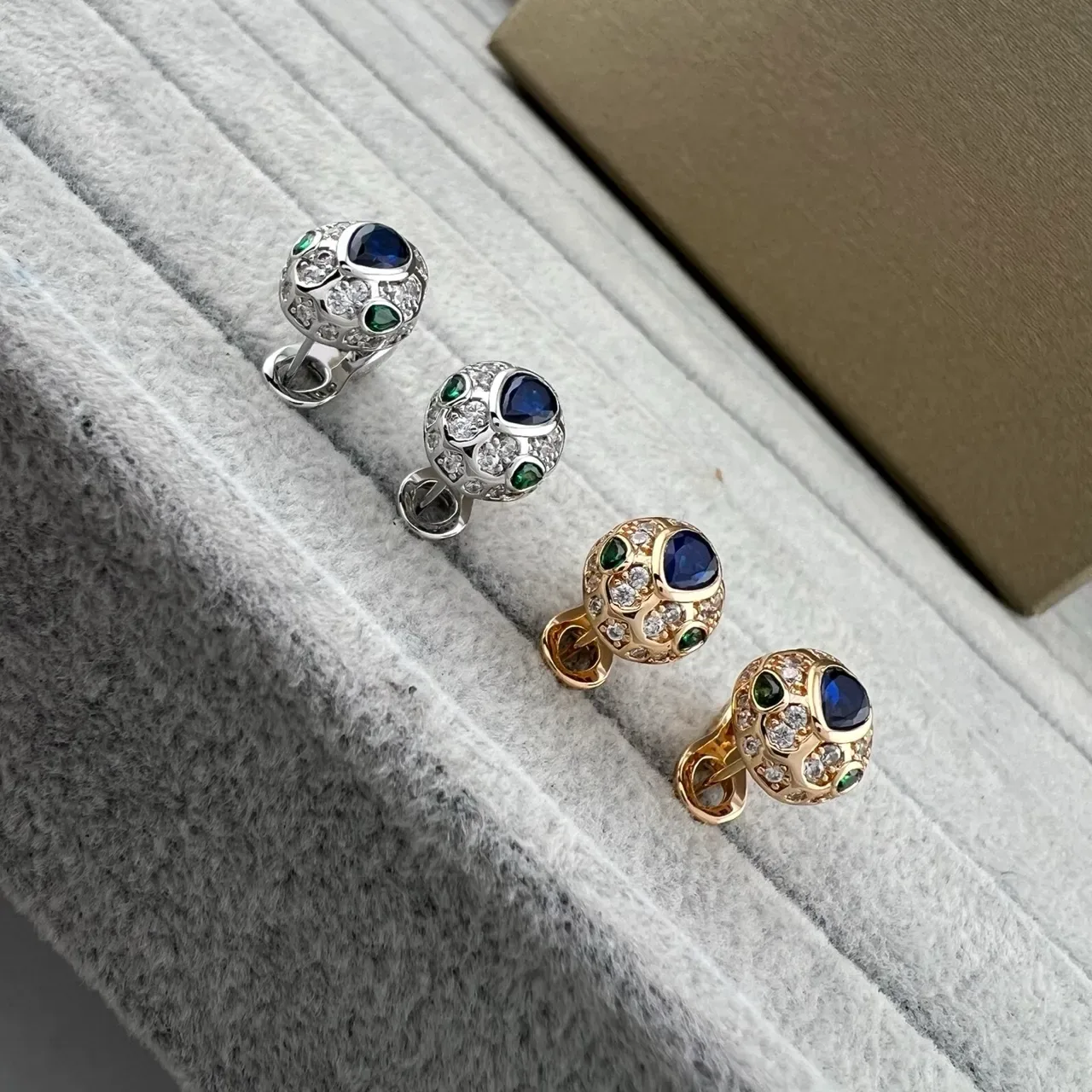 Gold Silver Clip-On Pavé-Set Earrings 6