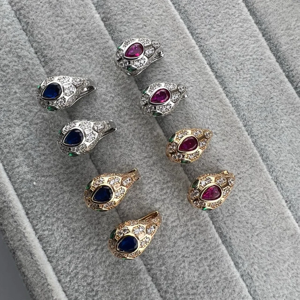 Gold Silver Clip-On Pavé-Set Earrings 7