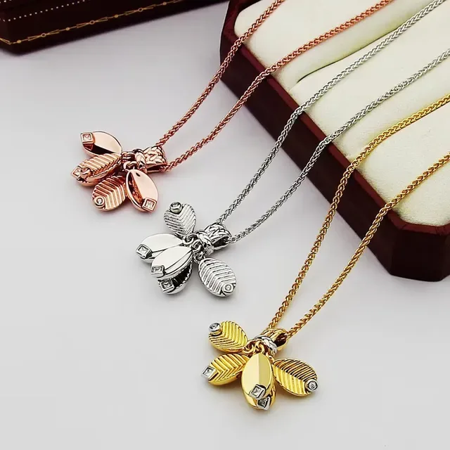 Gold Silver Floral Pendant Textured Petal Design Necklace 3