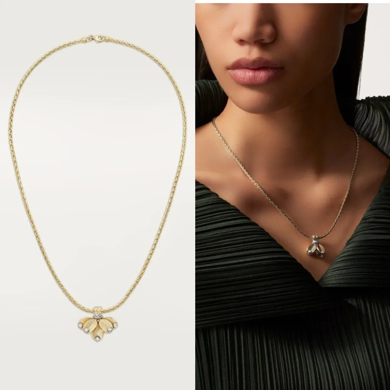 Gold Silver Floral Pendant Textured Petal Design Necklace 9