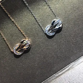 金银结状吊坠镶嵌宝石项链