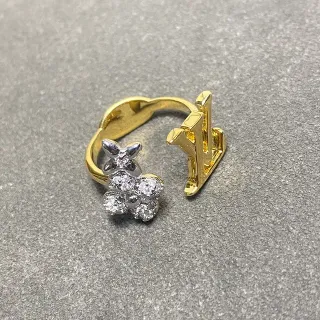 Gold Silver Open Pavé Floral Cluster Ring