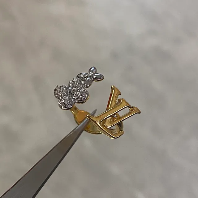 Gold Silver Open Pavé Floral Cluster Ring 2