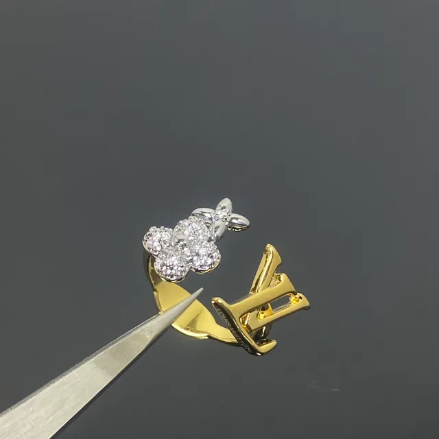 Gold Silver Open Pavé Floral Cluster Ring 4