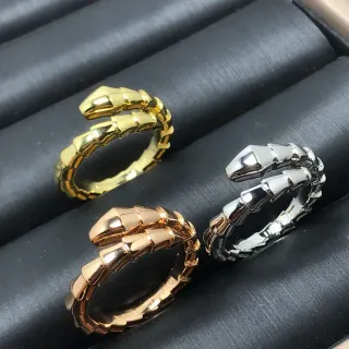 Gold Silver Segmented Serpent Design Articulated Coil Structure Ring