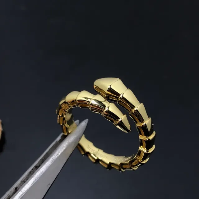 Gold Silver Segmented Serpent Design Articulated Coil Structure Ring 2