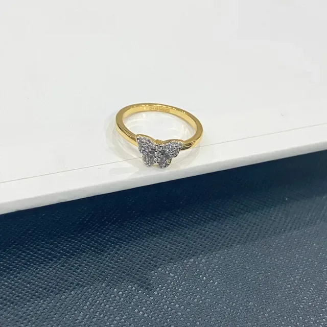 Gold-Tone Butterfly Motif Pavé and Openwork Rings 2