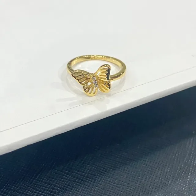 Gold-Tone Butterfly Motif Pavé and Openwork Rings 4