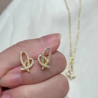 Gold-Tone Crystal Pavé Knot Stud Earrings