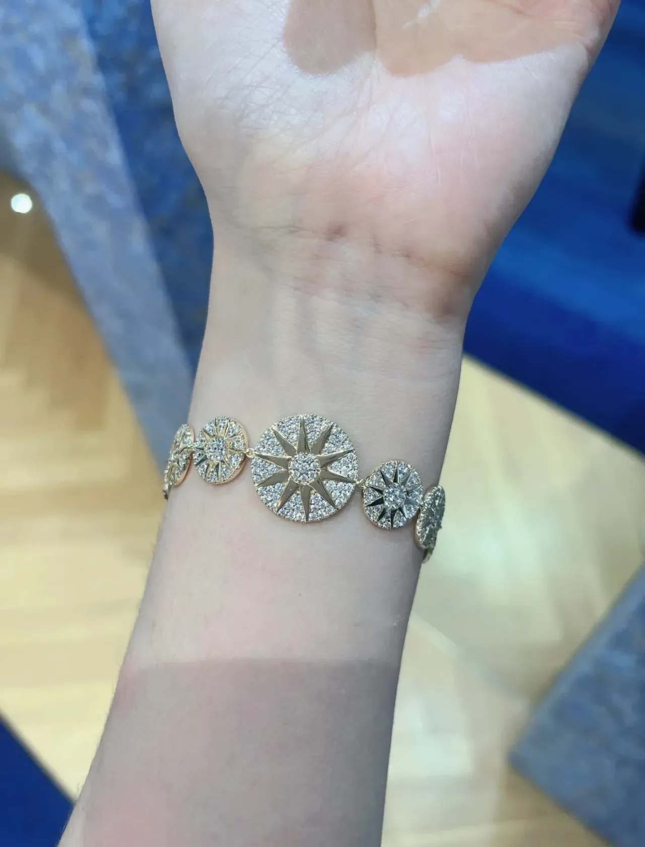Gold-Tone Crystal Sunburst Three-Circle Bracelet 4