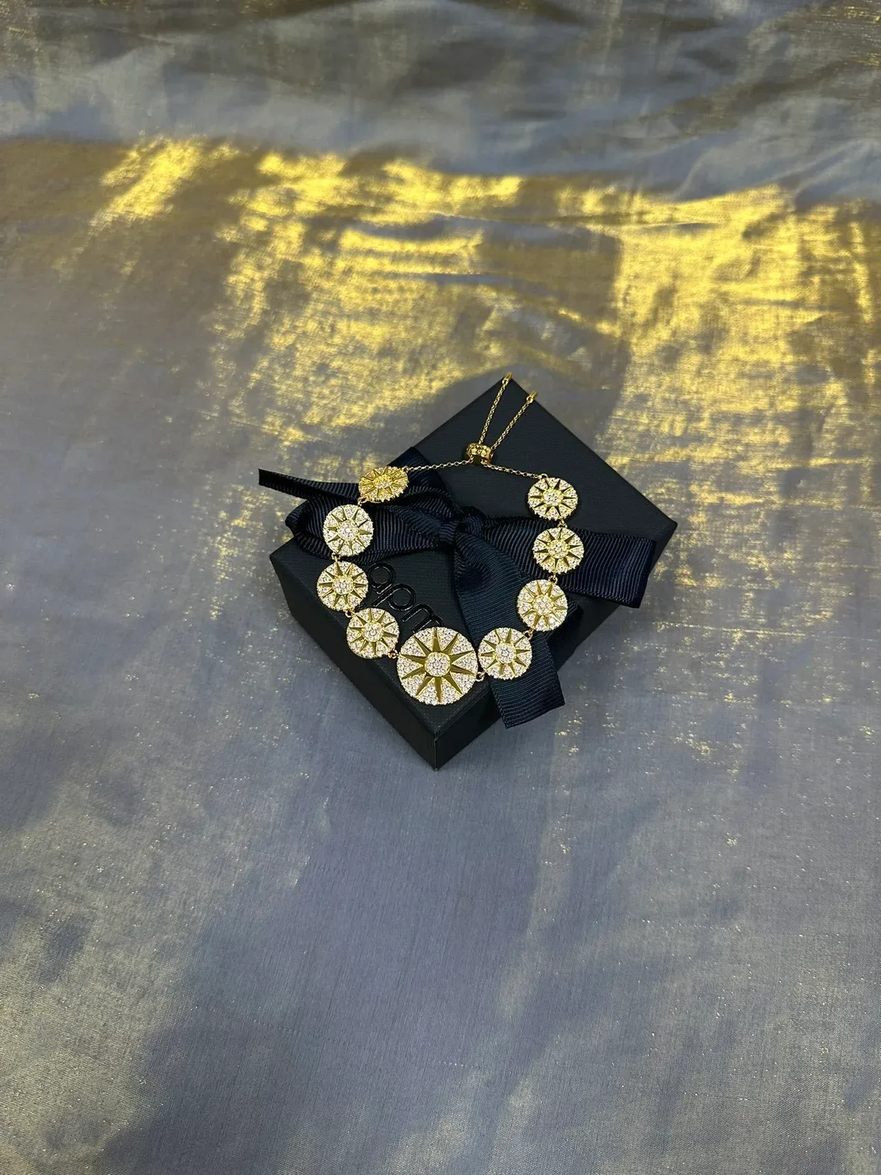 Gold-Tone Crystal Sunburst Three-Circle Bracelet 6