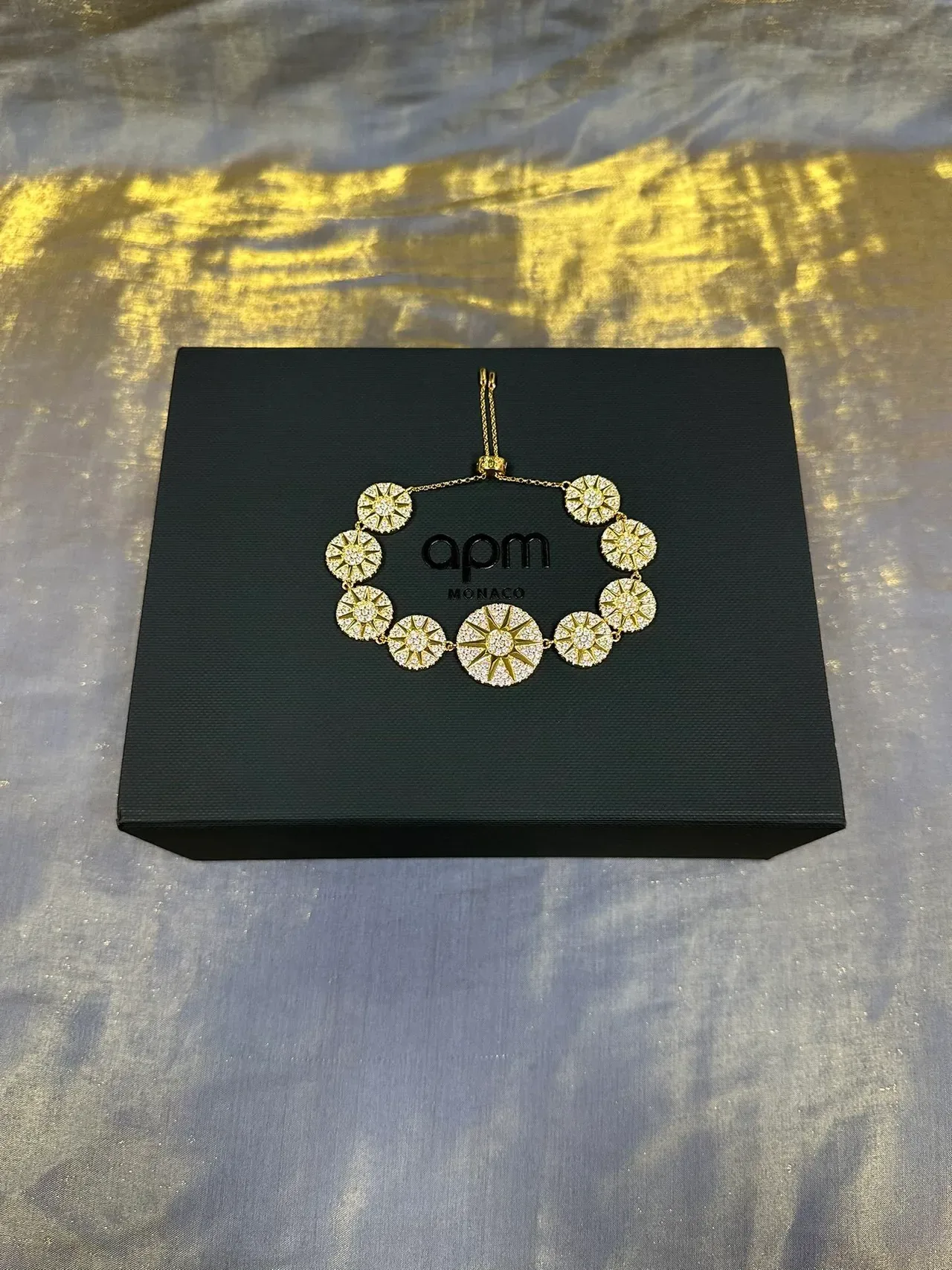 Gold-Tone Crystal Sunburst Three-Circle Bracelet 7