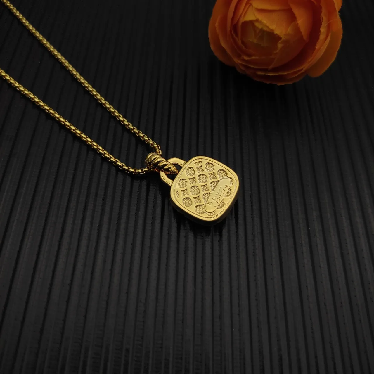 Gold-Tone Cushion-Cut Green Stone Halo Pendant Necklace 8