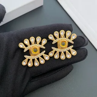Gold-Tone Eye Motif Crystal Radiating Earrings