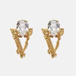 Gold-Tone Filigree Pear-Cut Crystal Stud Earrings 6