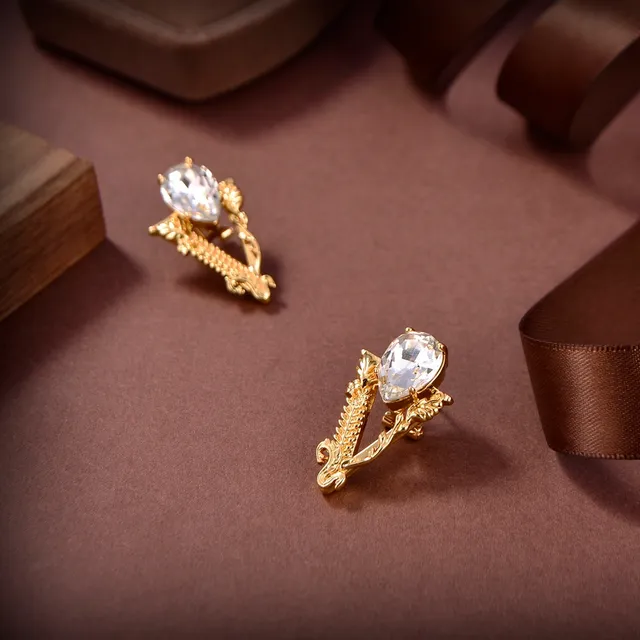 Gold-Tone Filigree Pear-Cut Crystal Stud Earrings 7