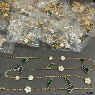 Pulseras de Charms con Flores y Hojas de Esmalte en Oro