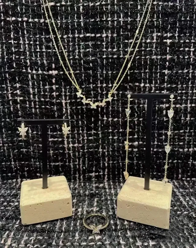 Gold-Tone Multi-Stone Dangling Chain Earrings 5
