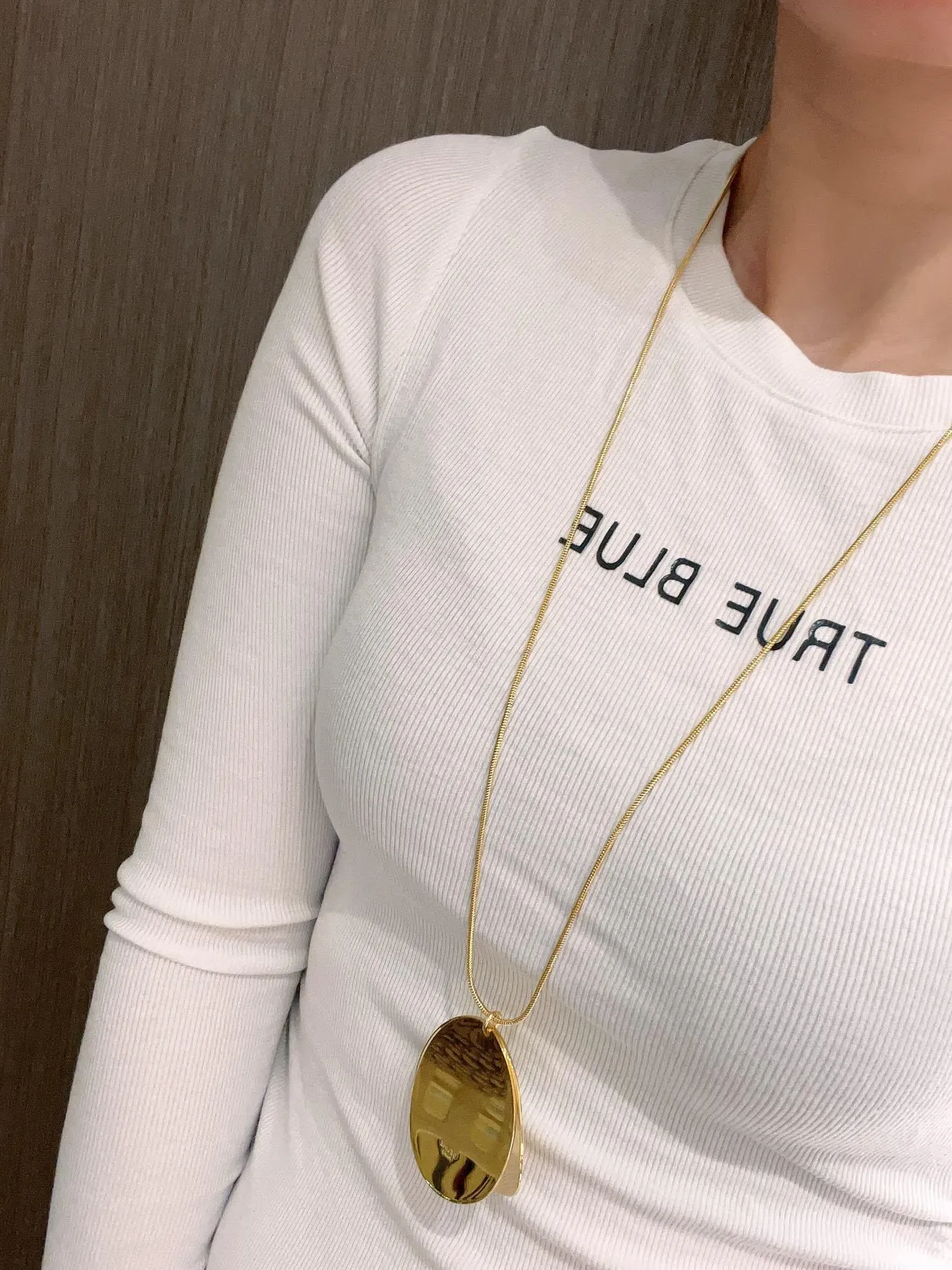 Gold-Tone Oval Disc Pendant Necklace 7