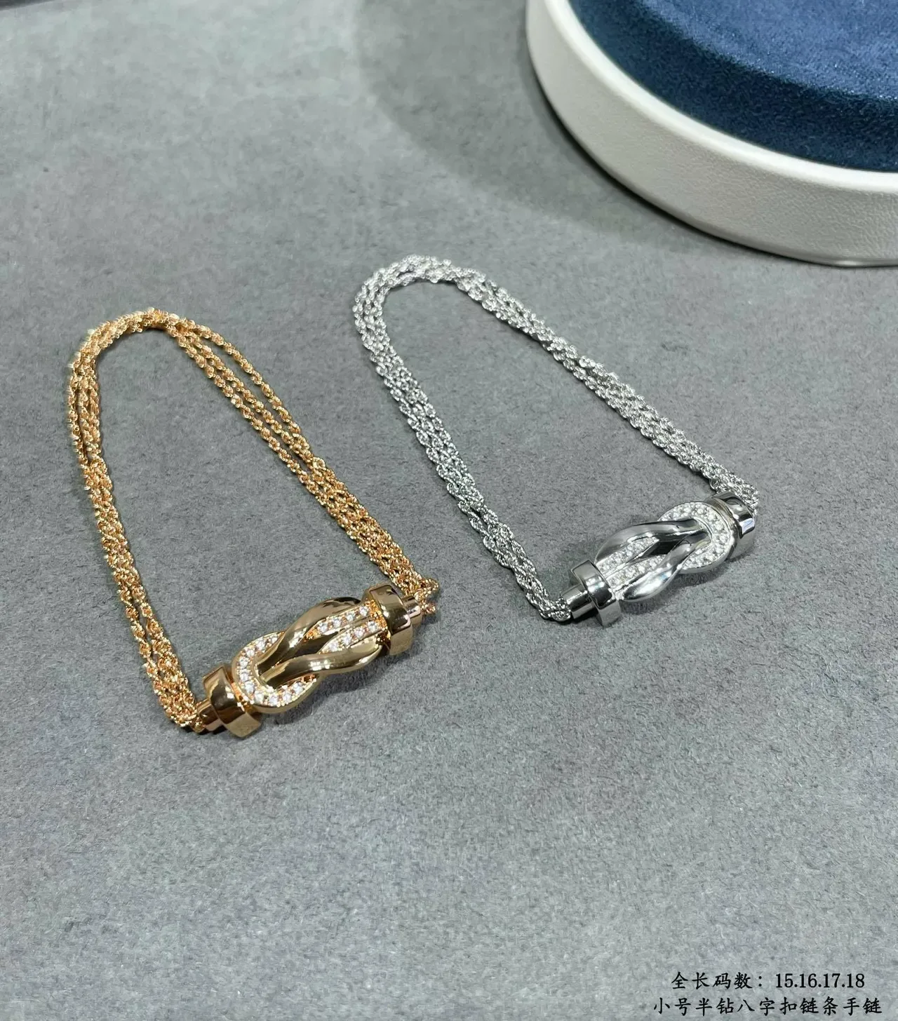 Gold-Tone Pavé Crystal Figure-Eight Clasp Twisted Rope Chain Bracelet 9