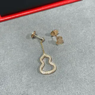 Gold-Tone Pavé Hollow Gourd Dangle Earrings