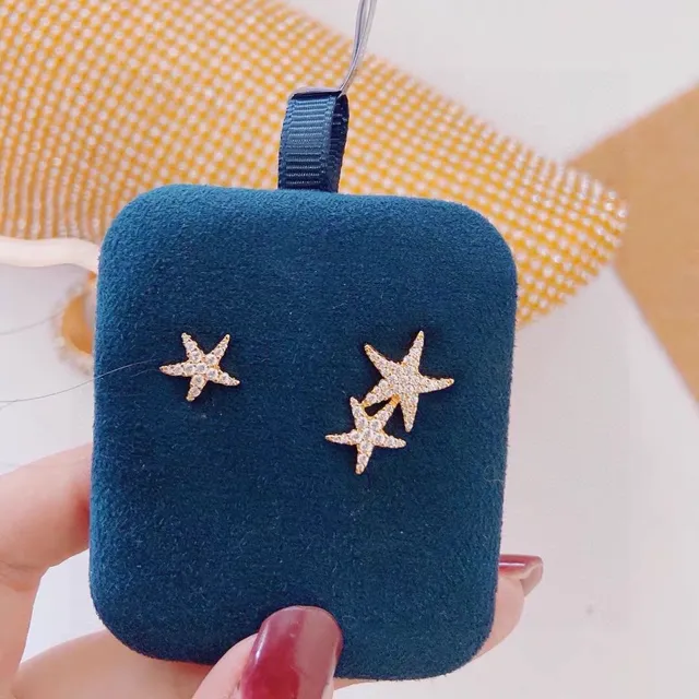 Gold-Tone Pavé Starfish Stud Earrings 7
