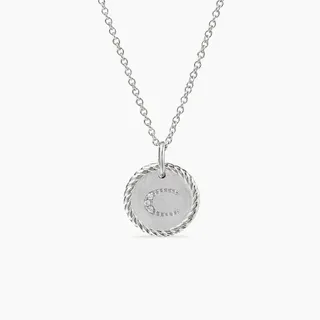 Gold-Tone Rope-Edge Initial C Pavé Disc Necklace 8