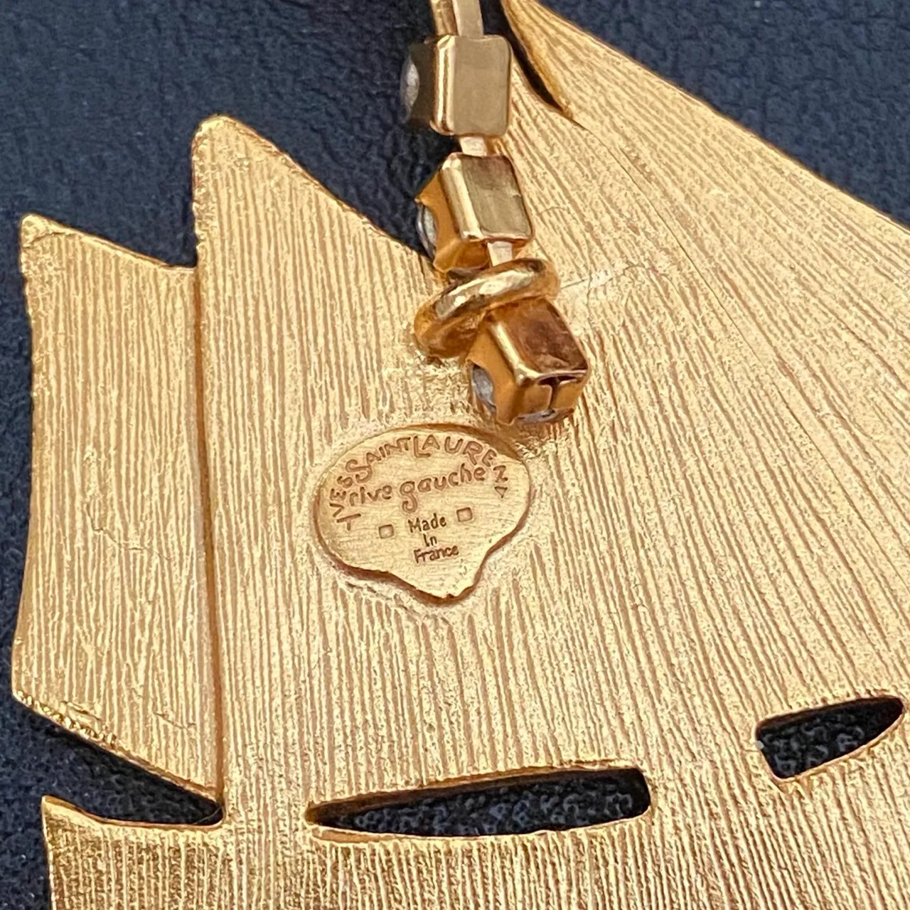 Gold-Tone Sailboat Motif Crystal Drop Earrings 4