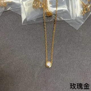 Collier Pendentif Pierre Bezel-Set Unique Ronde Or en Ton