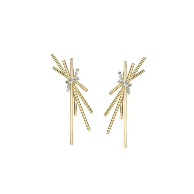 Gold-Tone Starburst Radiating Wire Earrings 2