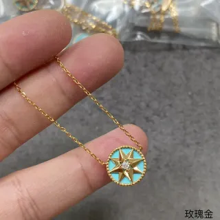 Collier avec pendentif étoile burst en émail turquoise en ton doré