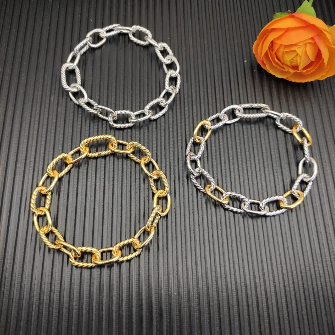 Gold-Tone Twisted Rope and Oval Link Chain Bracelet 2