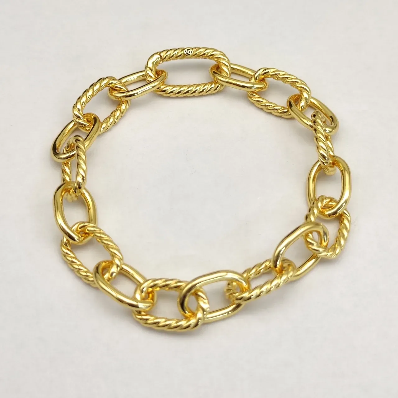 Gold-Tone Twisted Rope and Oval Link Chain Bracelet 5
