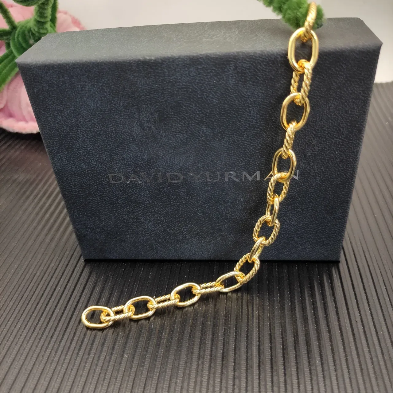 Gold-Tone Twisted Rope and Oval Link Chain Bracelet 6
