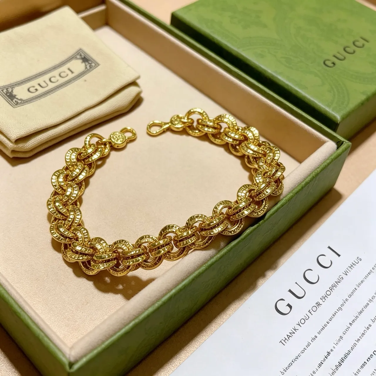 Gold-Toned Textured Chunky Chain Bracelet 2