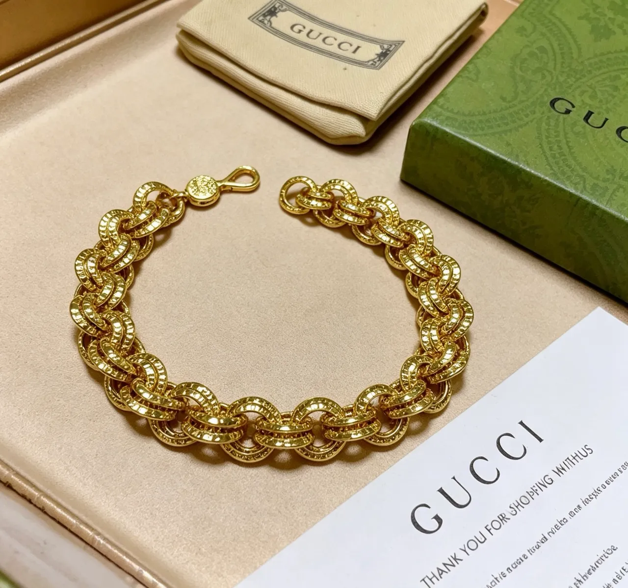 Gold-Toned Textured Chunky Chain Bracelet 4