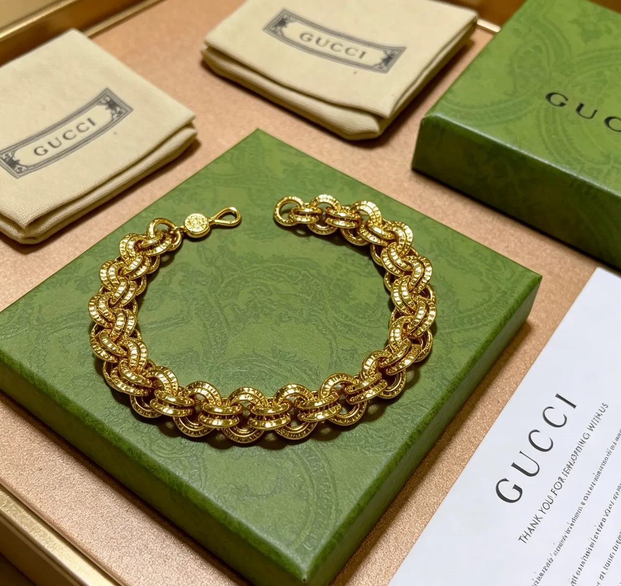 Gold-Toned Textured Chunky Chain Bracelet 5
