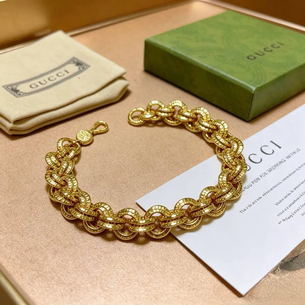 Gold-Toned Textured Chunky Chain Bracelet 7