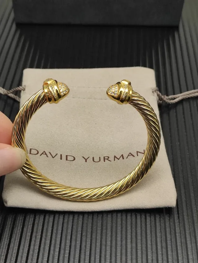 Gold Twisted Rope Diamond Terminal Bangle Bracelet 5